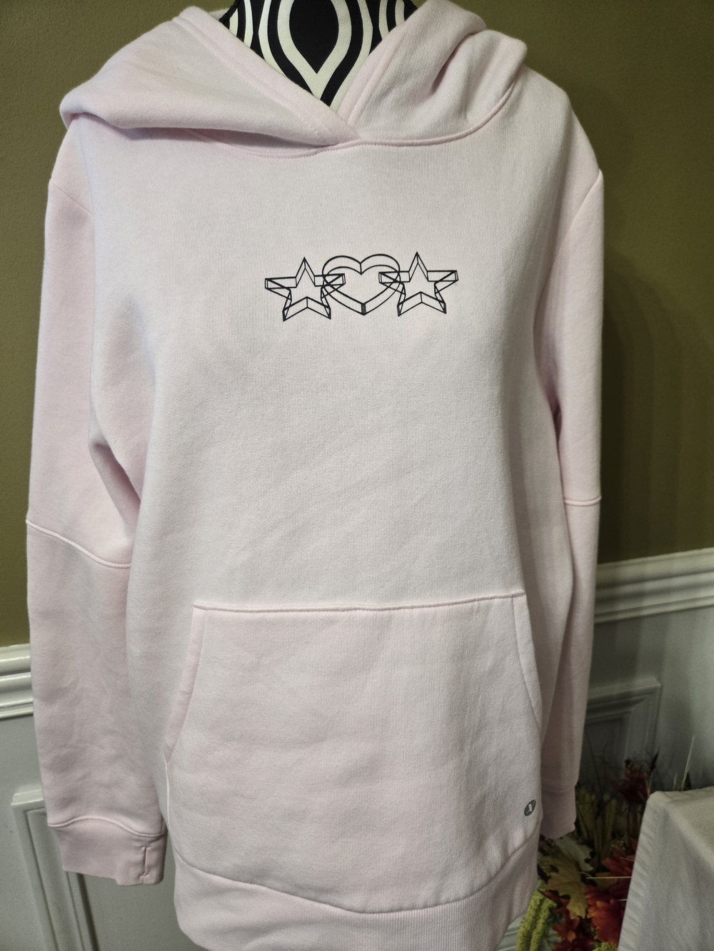 Xersion Pink Hooded Star & Heart Graphic Women’s Sweatshirt